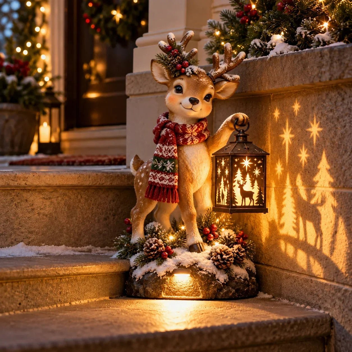 🎉⛄Hot Sale 49% Snowman Nativity Glow™ – Solar Christmas Step Light with Holy Family Projection🎉-ddh