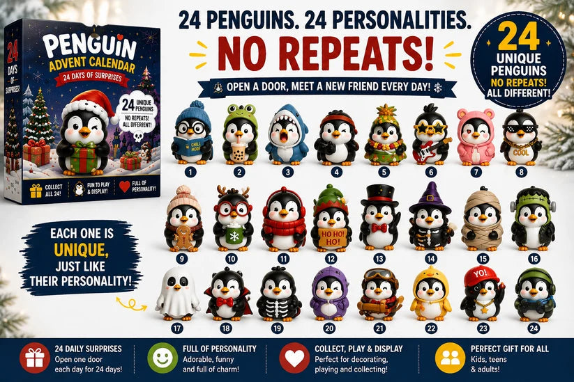 🐧 24 Days of Penguin Surprises Advent Calendar – 24 Unique Penguins, 3 Fun Editions-ddh