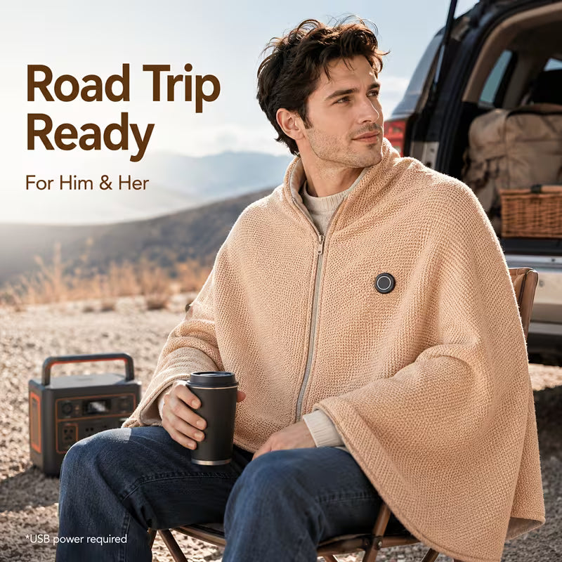 Wearable Heated Shawl 3 Heat Levels Portable Thermal Wrap-ddh
