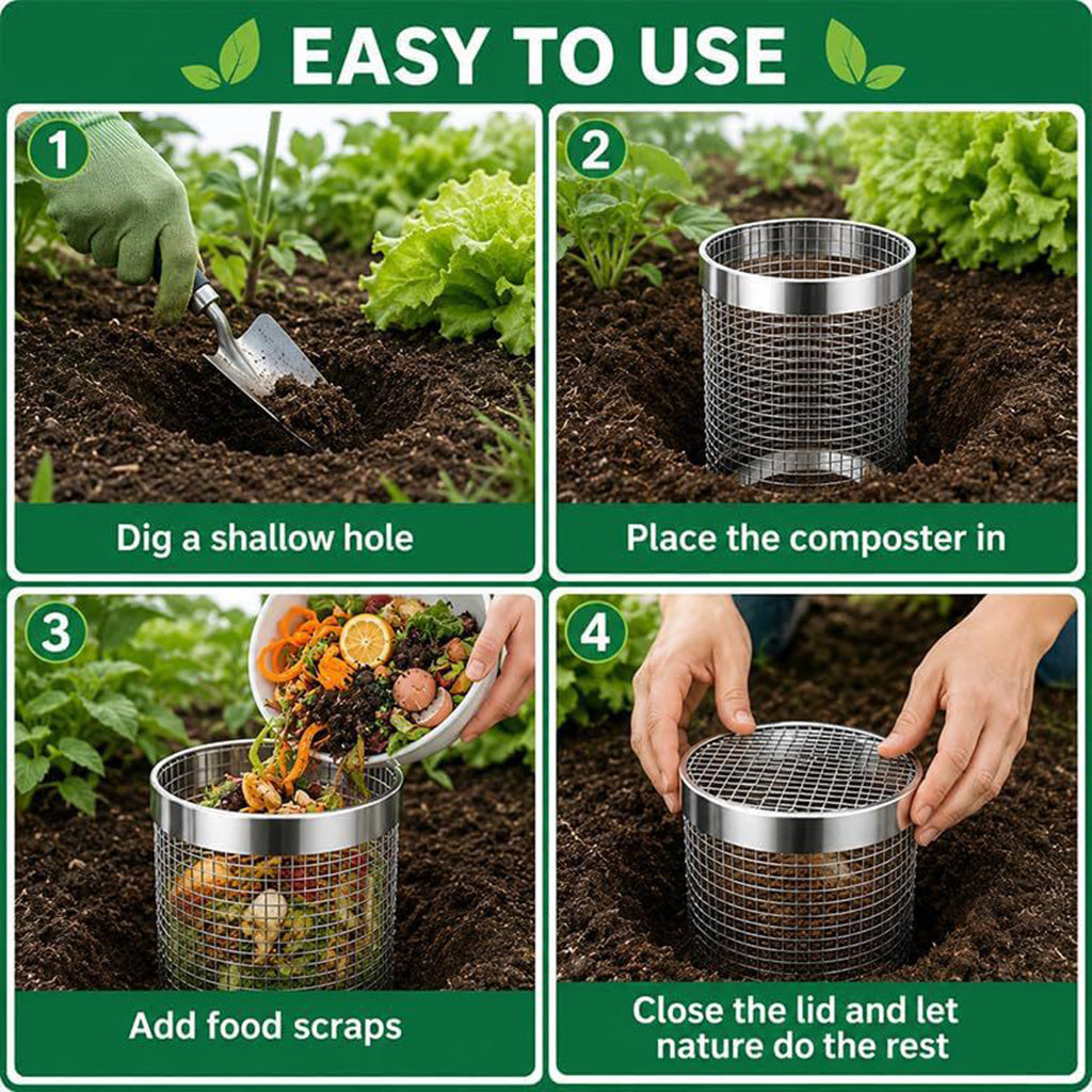Stainless Steel Worm Composting Tube for Gardens-ddh