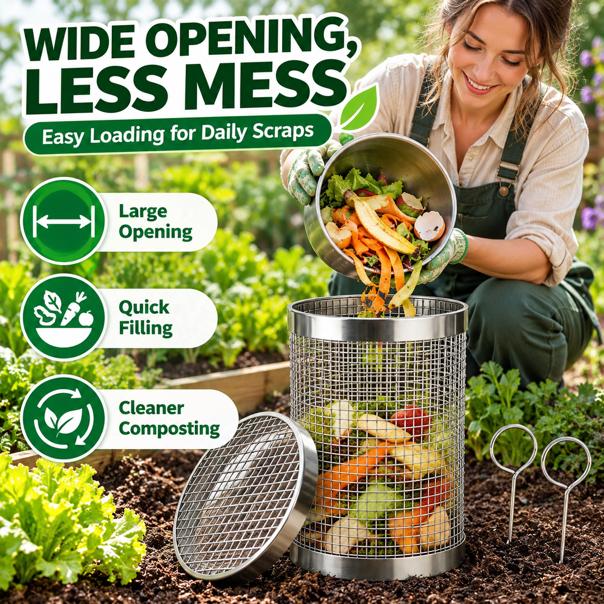 Stainless Steel Worm Composting Tube for Gardens-ddh