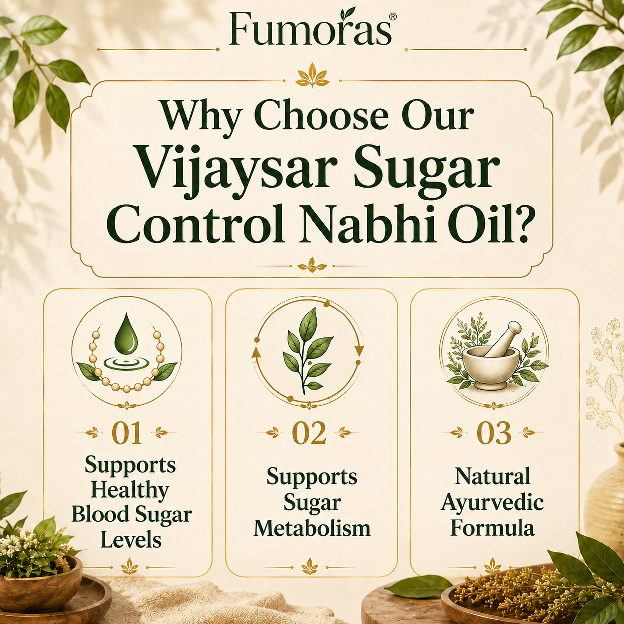 Fumoras® Vijaysar Sugar Nabhi Oil Natural Blood Sugar Management