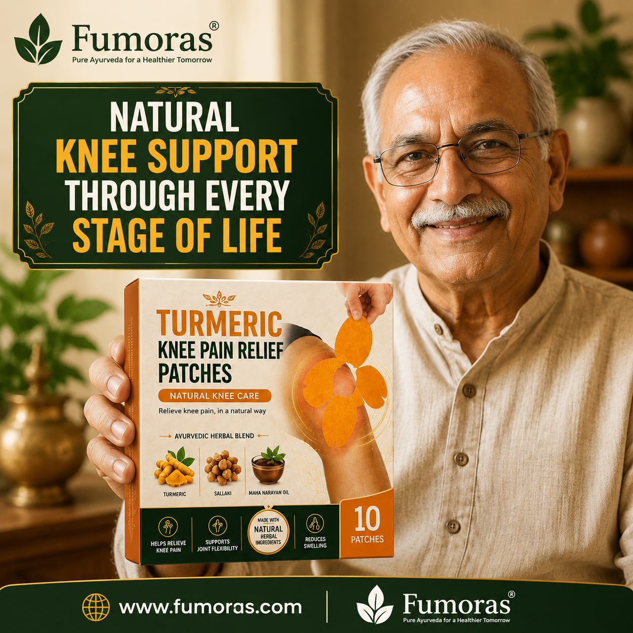 Fumoras®Turmeric Knee Pain Relief Patches