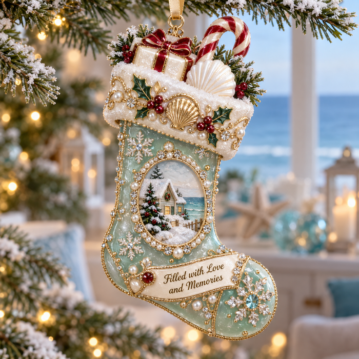 Stocking coastal ornament