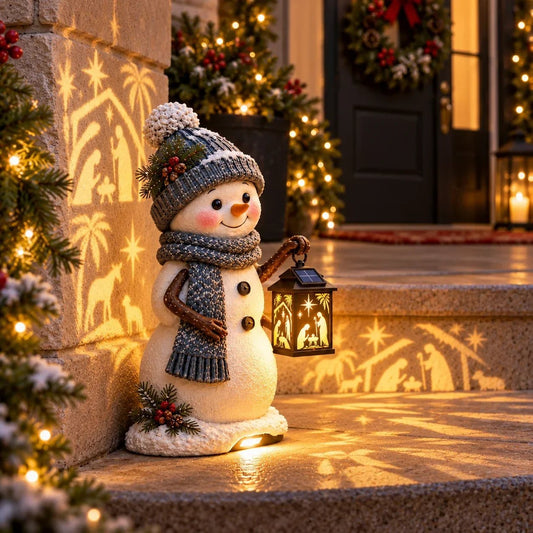 🎉⛄Hot Sale 49% Snowman Nativity Glow™ – Solar Christmas Step Light with Holy Family Projection🎉-ddh