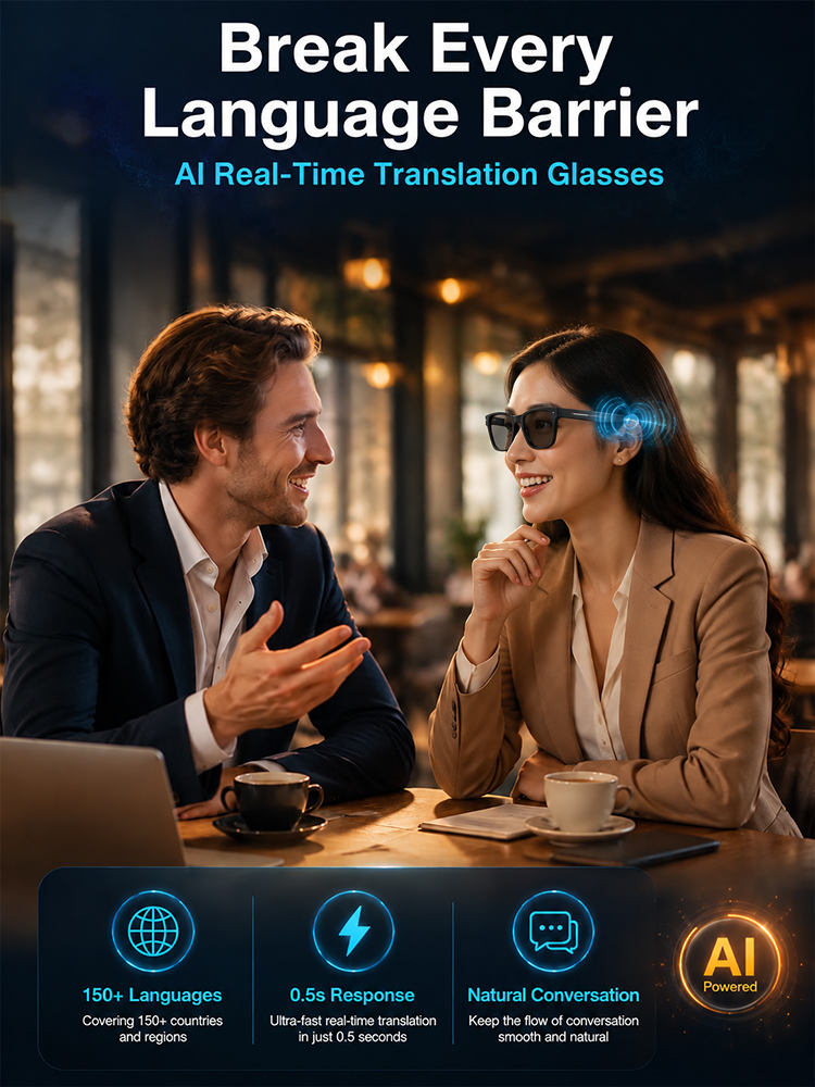 🔥👓AI Smart Glasses: 100% Offline Translation Zoom & Explore Smarter-ddh