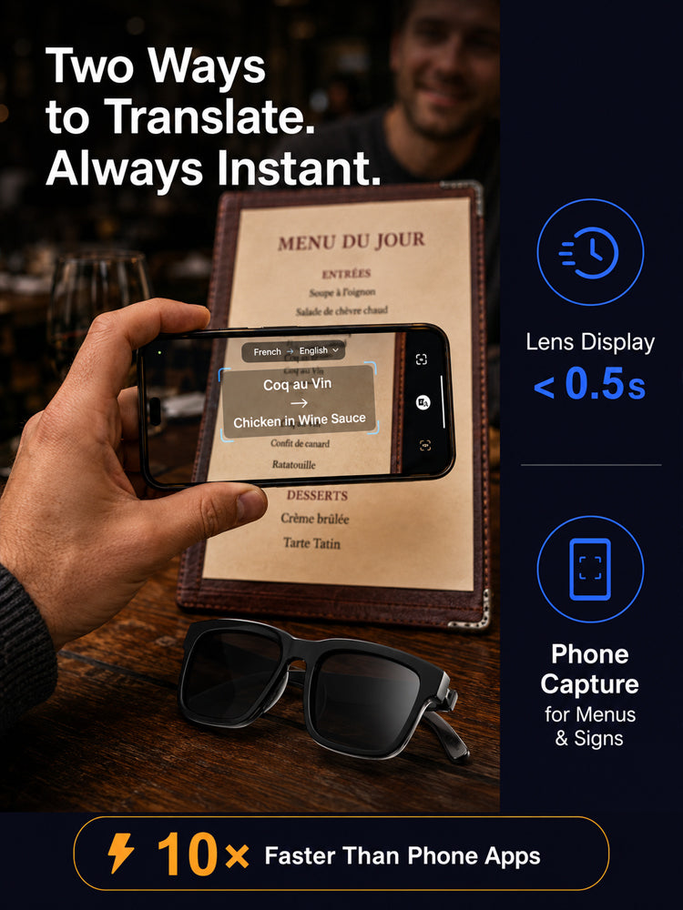 🔥👓AI Smart Glasses: 100% Offline Translation Zoom & Explore Smarter-ddh