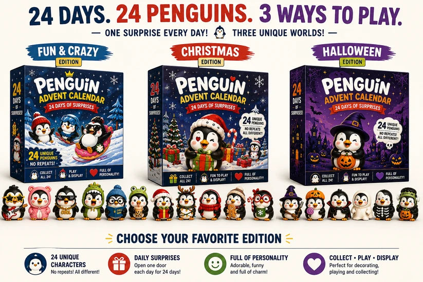🐧 24 Days of Penguin Surprises Advent Calendar – 24 Unique Penguins, 3 Fun Editions-ddh