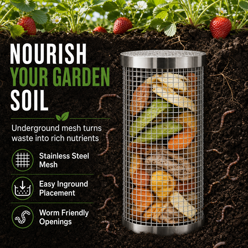Stainless Steel Worm Composting Tube for Gardens-ddh